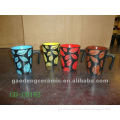 glazed leaves ceramic coffee cup with special handle